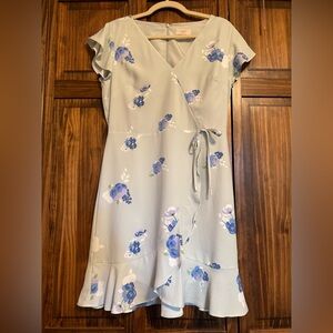 LOFT Women's Floral Midi Dress - Light Blue